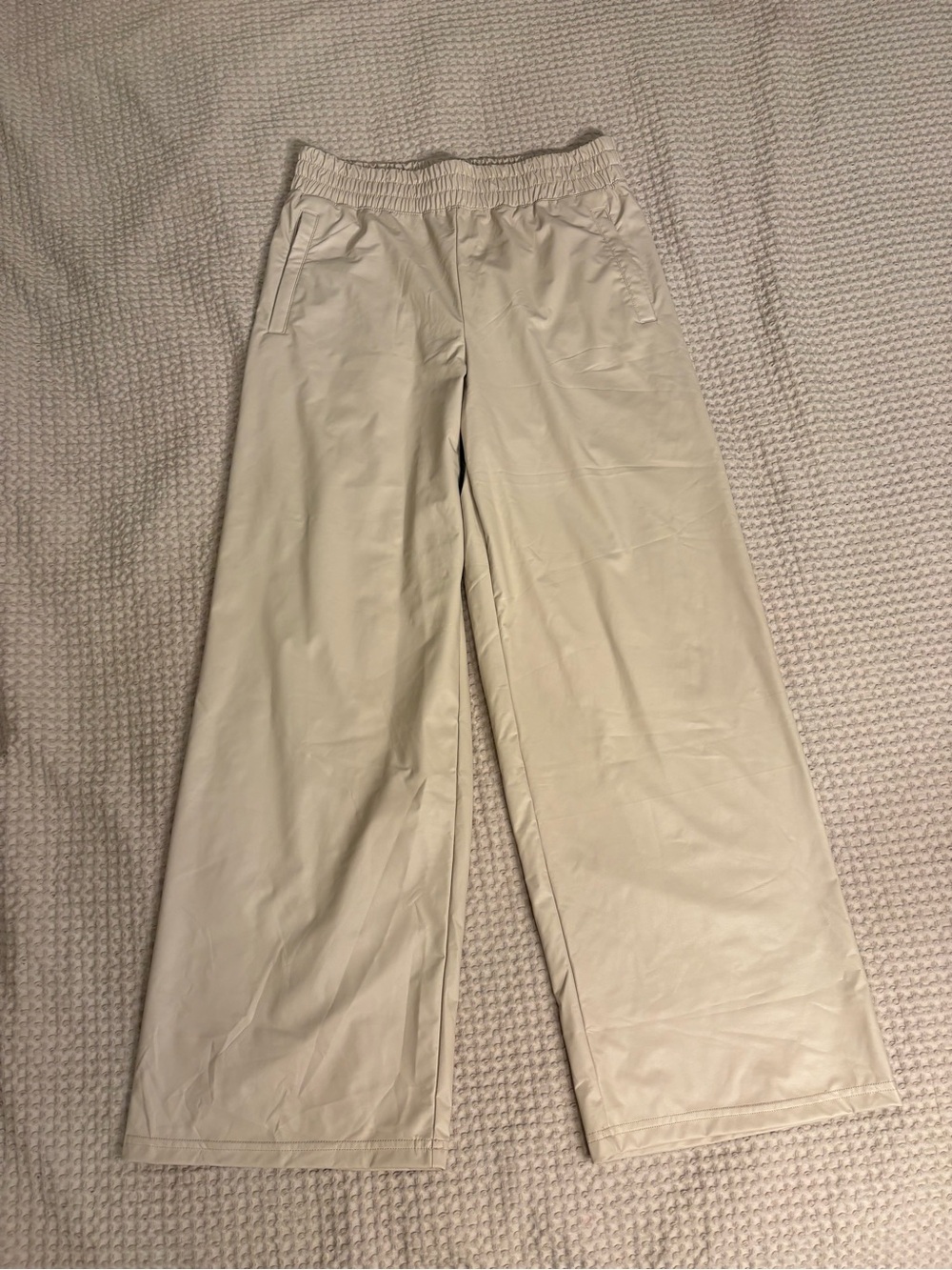 aerie Cream Wide-Leg Pull-On Track Pants